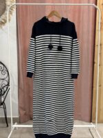 Vestido Punto Rayas Pompon