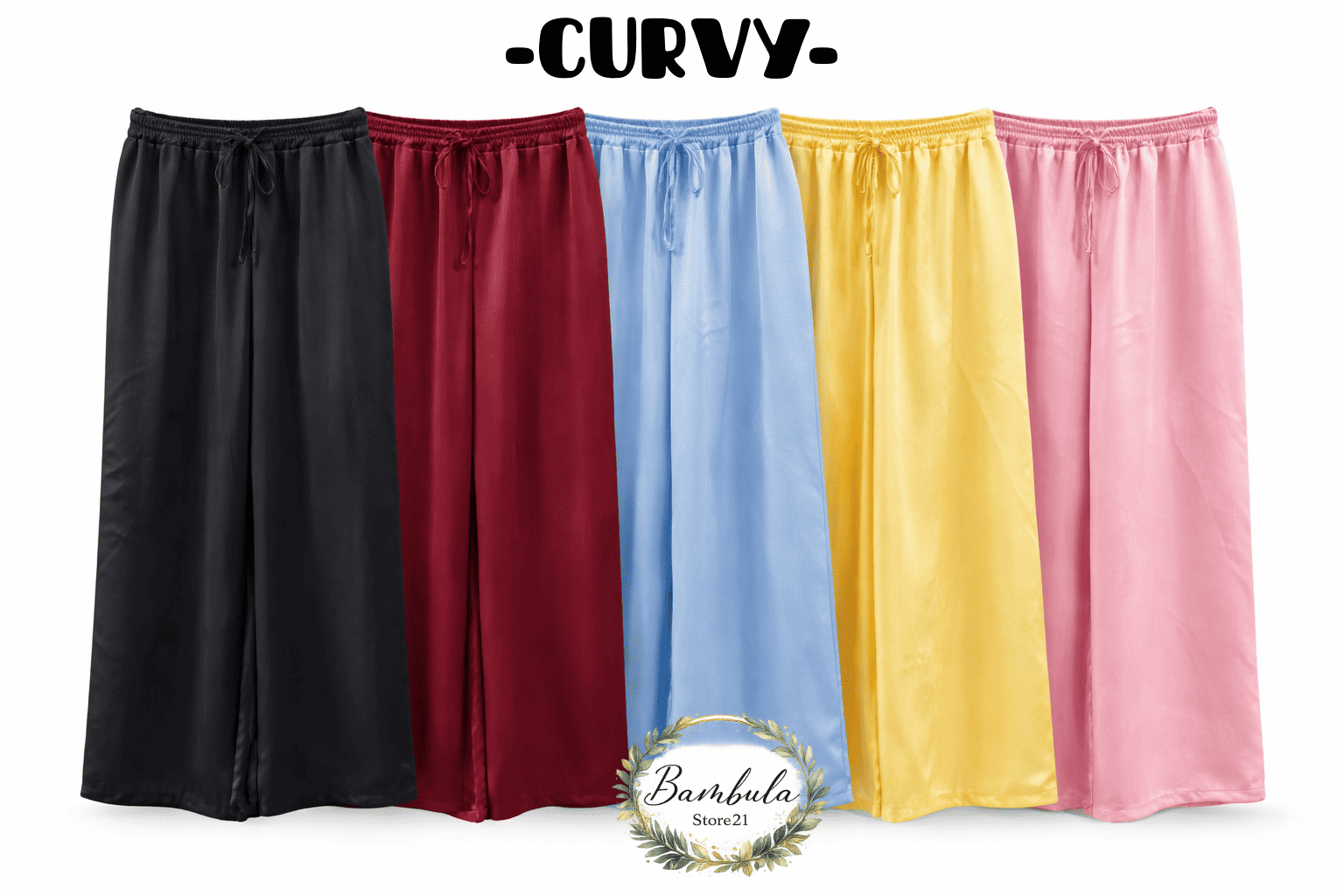 _CURVY_ Pantalón Saten Ancho Curvy - Imagen 1