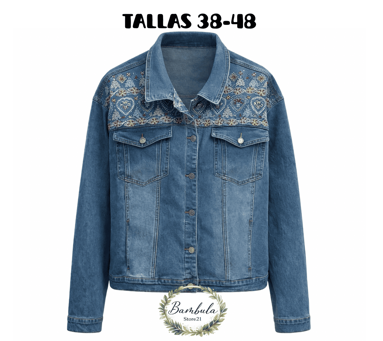 TALLAS 38-48 Chaqueta Vaquera Etnica Premium (38-48) - Imagen 1