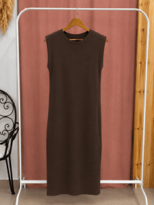 Vestido Hombreras Liso Viral - Imagen 3