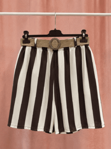 Pantalón Short Rayas Cinturón - Imagen 3